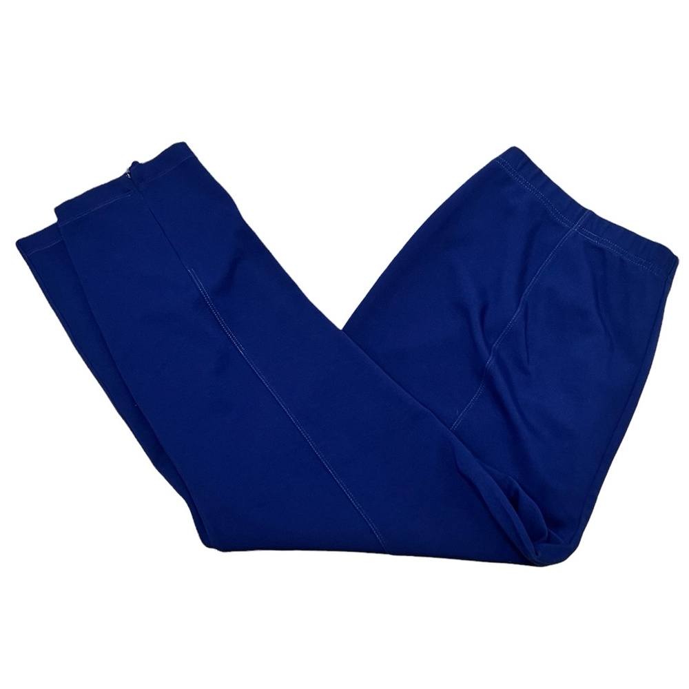 ST. JOHN ROYAL BLUE PULL ON PONTE ANKLE CROPPED PANTS W ZIPPERS AT THE BACK SEAM